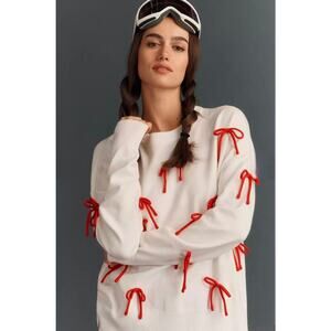 NWT Beach Riot for Anthropologie Callie Festive 3D Bows Sweater. Retails $168